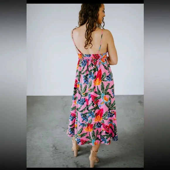 By The River Tropical Print Dress With Toucan Print Throughout Womens Size M - Picture 2 of 14